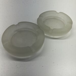 Vintage‎ Tiara Glass Frosted 4” Ashtrays Set Of Two